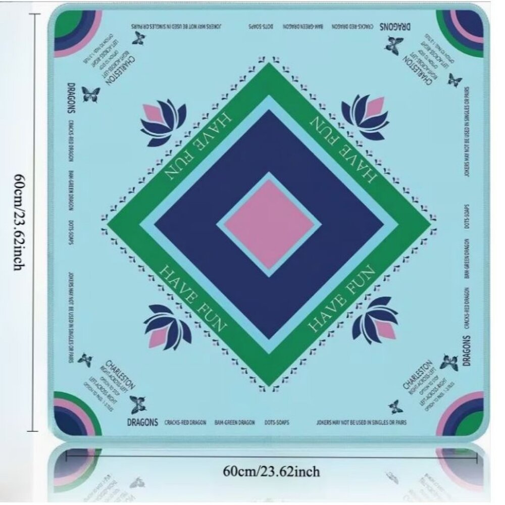 Non-slip Rubber Mahjong mat - With instructions on mat 23 x 23 inches